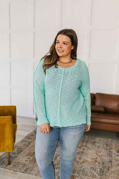 Slouchy Knit Top in Aqua