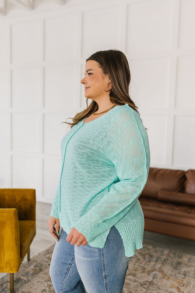 Slouchy Knit Top in Aqua