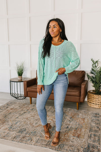 Slouchy Knit Top in Aqua