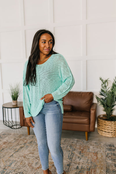 Slouchy Knit Top in Aqua