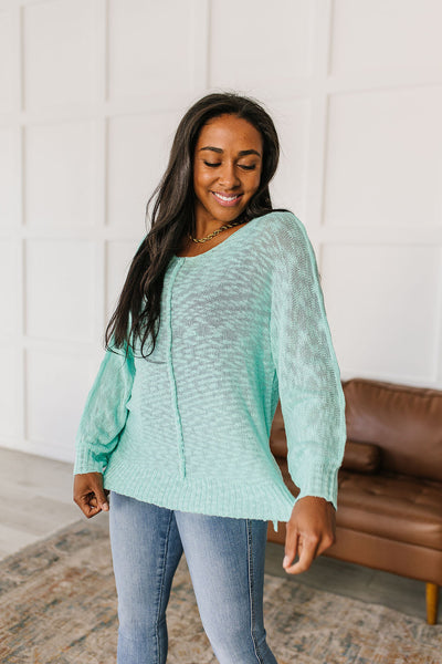 Slouchy Knit Top in Aqua