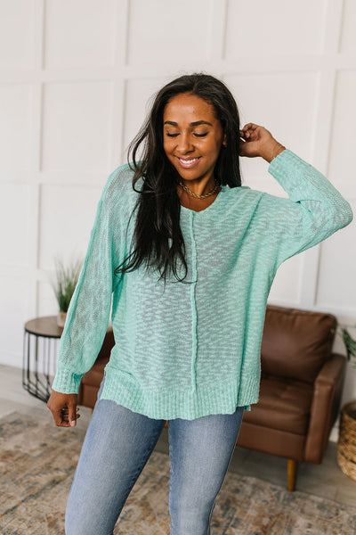 Slouchy Knit Top in Aqua