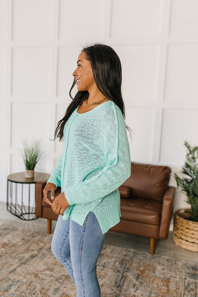 Slouchy Knit Top in Aqua
