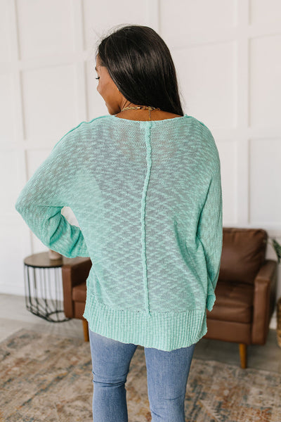 Slouchy Knit Top in Aqua