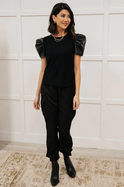Rock On Puff Sleeve Top in Black