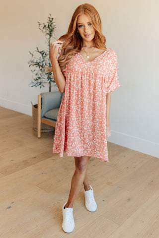 Dolman Sleeve Dress in Coral Floral