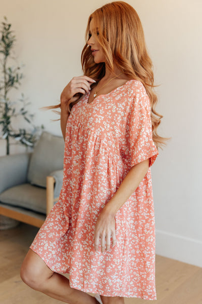 Dolman Sleeve Dress in Coral Floral