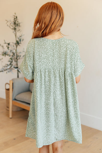 Dolman Sleeve Dress in Green Floral