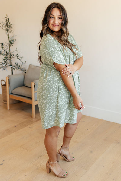 Dolman Sleeve Dress in Green Floral