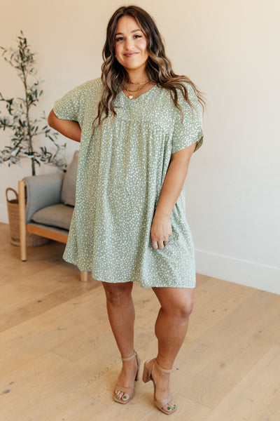 Dolman Sleeve Dress in Green Floral