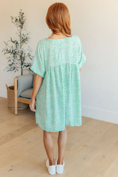 Dolman Sleeve Dress in Mint Floral