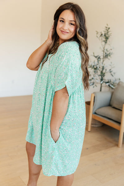 Dolman Sleeve Dress in Mint Floral