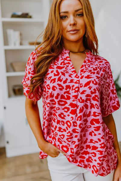 Pink Animal Print Blouse