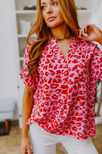 Pink Animal Print Blouse