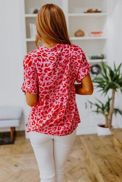Pink Animal Print Blouse