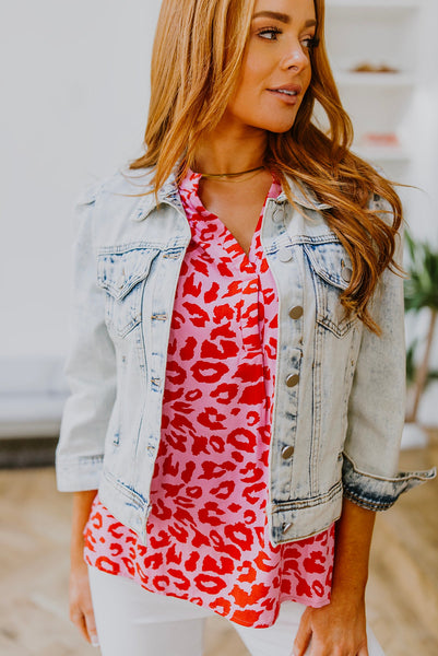 Pink Animal Print Blouse
