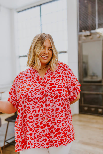 Pink Animal Print Blouse