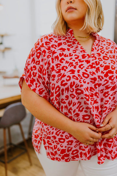Pink Animal Print Blouse