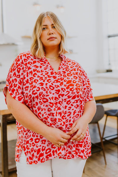 Pink Animal Print Blouse