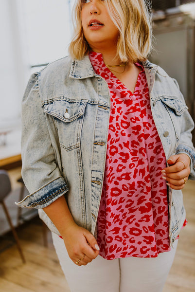 Pink Animal Print Blouse