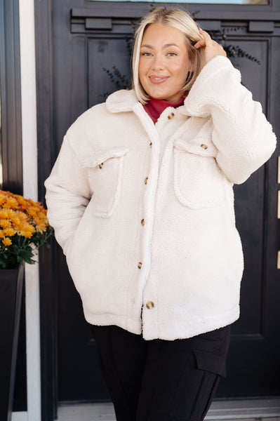 Fleece Sherpa Coat in White