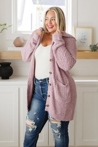 Soft Hooded Button Cardigan