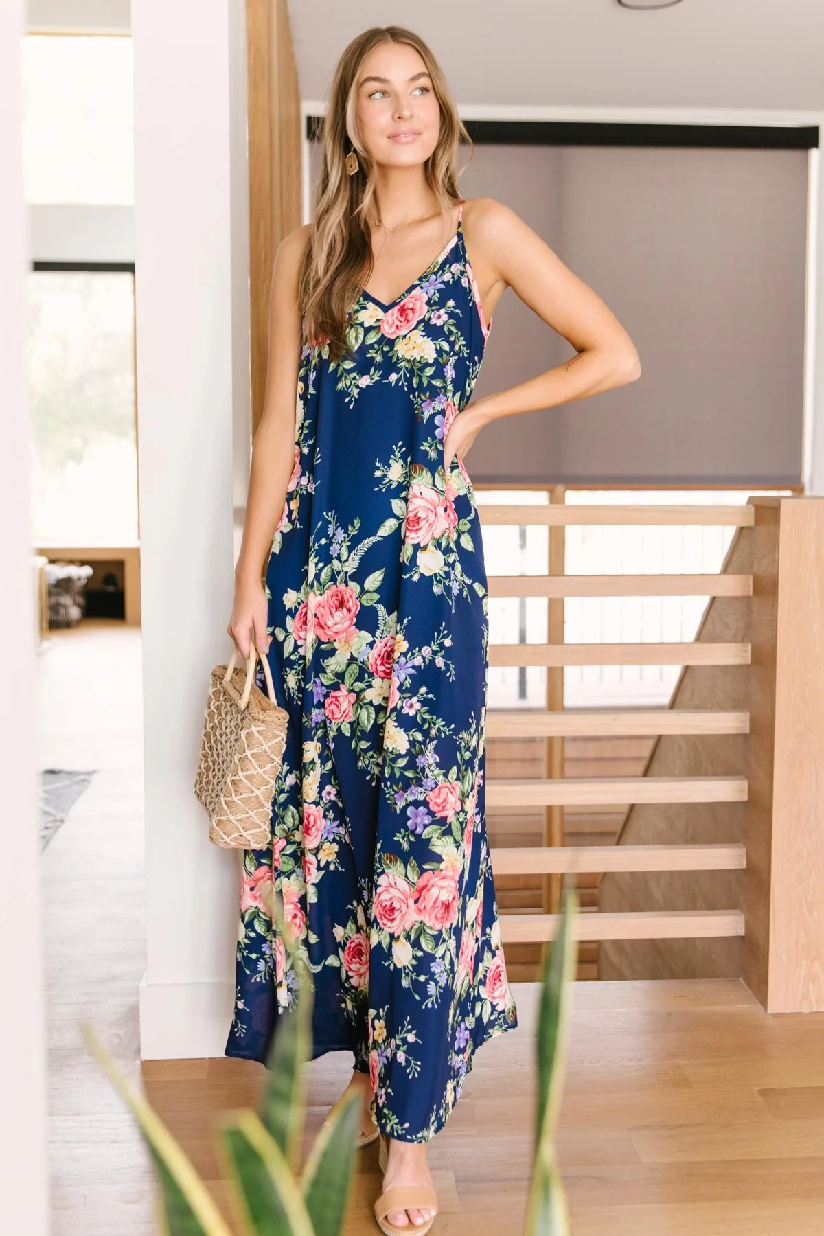 Stuck With Me Floral Maxi in Navy