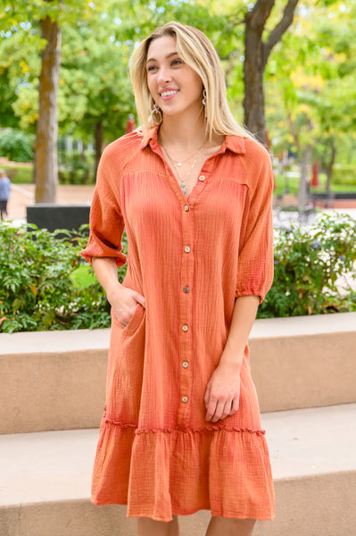 Stuck With You Vintage Overdye Dress In Rust