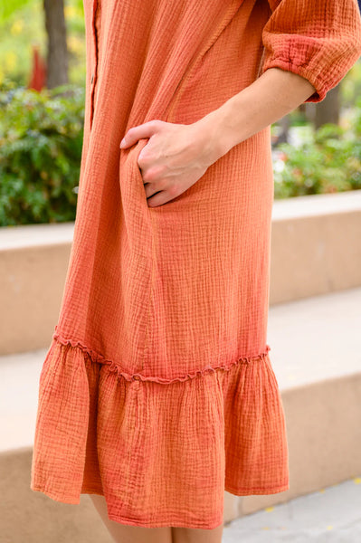 Stuck With You Vintage Overdye Dress In Rust