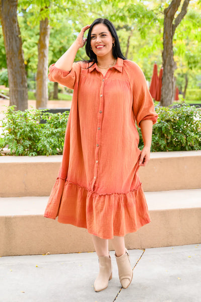 Stuck With You Vintage Overdye Dress In Rust