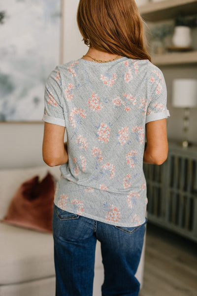 Subtle Floral Twist Front Top