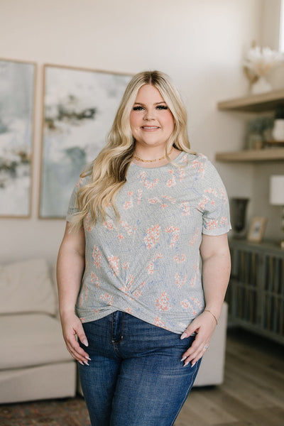 Subtle Floral Twist Front Top