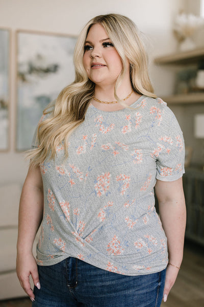 Subtle Floral Twist Front Top