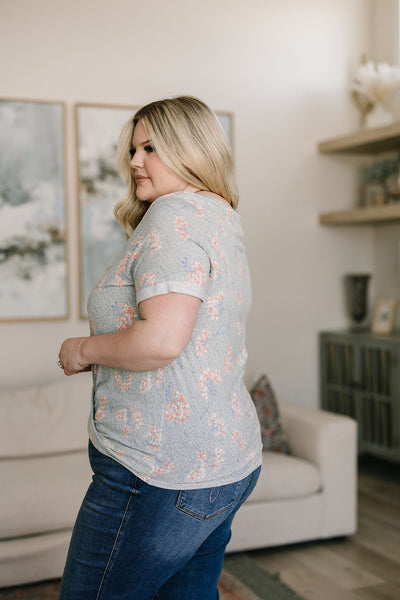 Subtle Floral Twist Front Top
