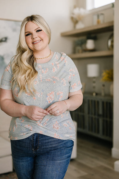 Subtle Floral Twist Front Top