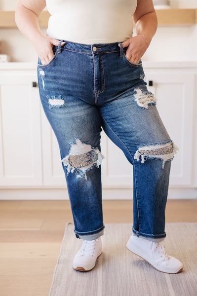 Risen Sequin Patch Jeans