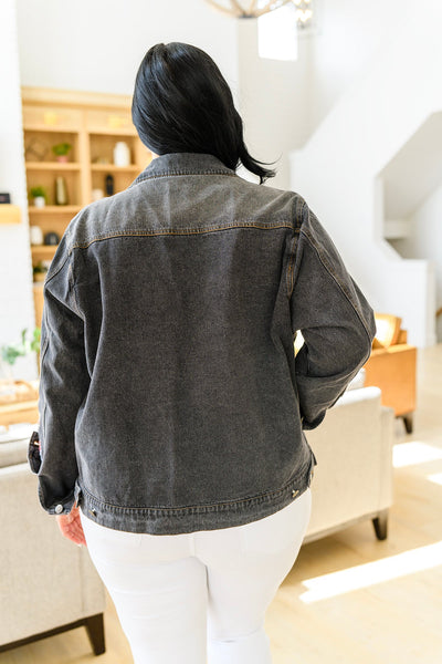 Floral Black Wash Embroidered Jacket