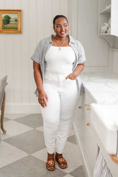 Judy Blue Talia High Waisted White Skinny Jeans