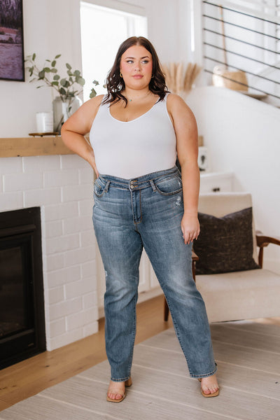 Judy Blue Slit Hem Straight Jeans