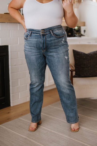 Judy Blue Slit Hem Straight Jeans