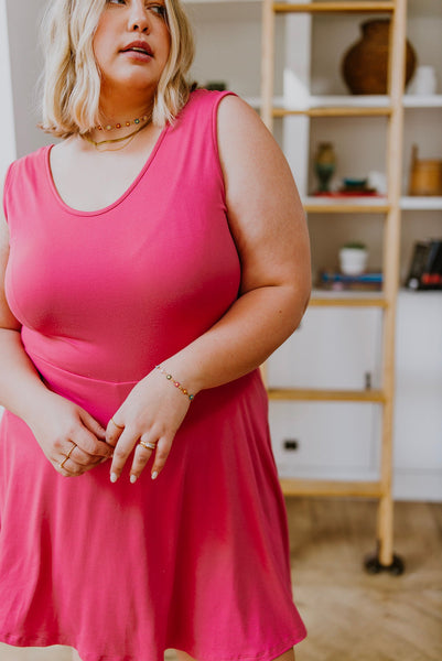 Pink Sleeveless Skort Dress