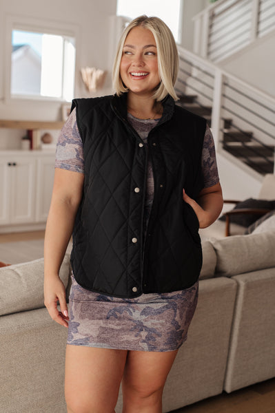 Puffer Quilted Vest in Black