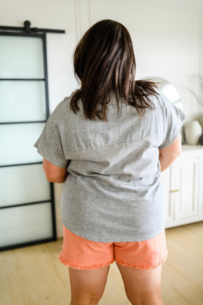 Grey Ribbed Contrast Top