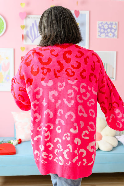 Pink Animal Print Cardigan