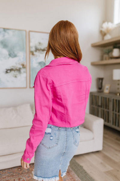 Judy Blue Denim Jacket in Hot Pink