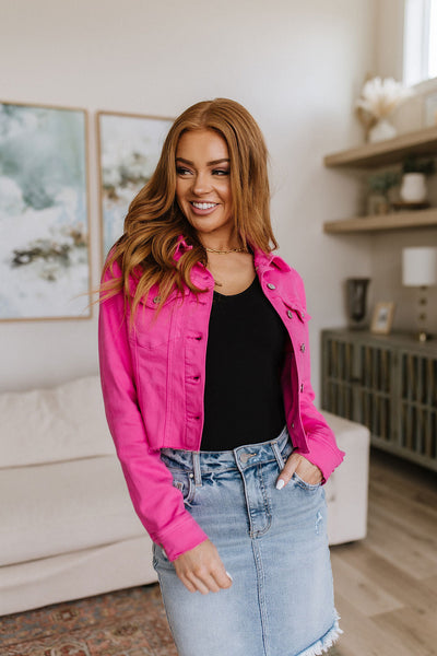 Judy Blue Denim Jacket in Hot Pink