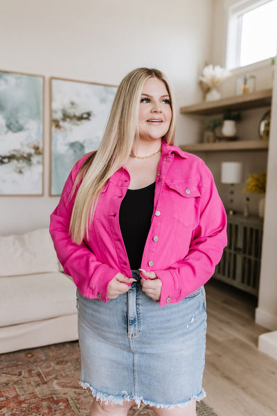 Judy Blue Denim Jacket in Hot Pink