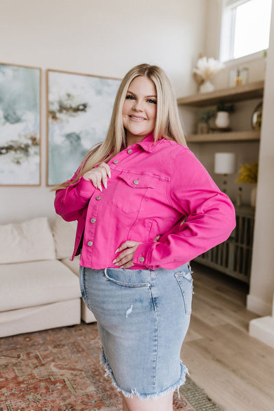 Judy Blue Denim Jacket in Hot Pink
