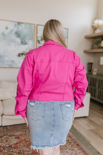 Judy Blue Denim Jacket in Hot Pink
