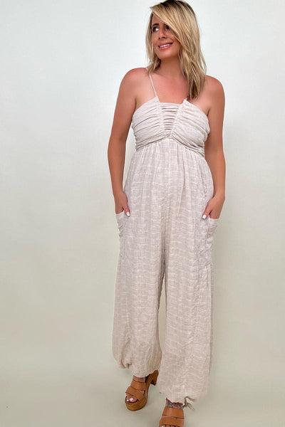 Halter Tie Back Woven Jumpsuit